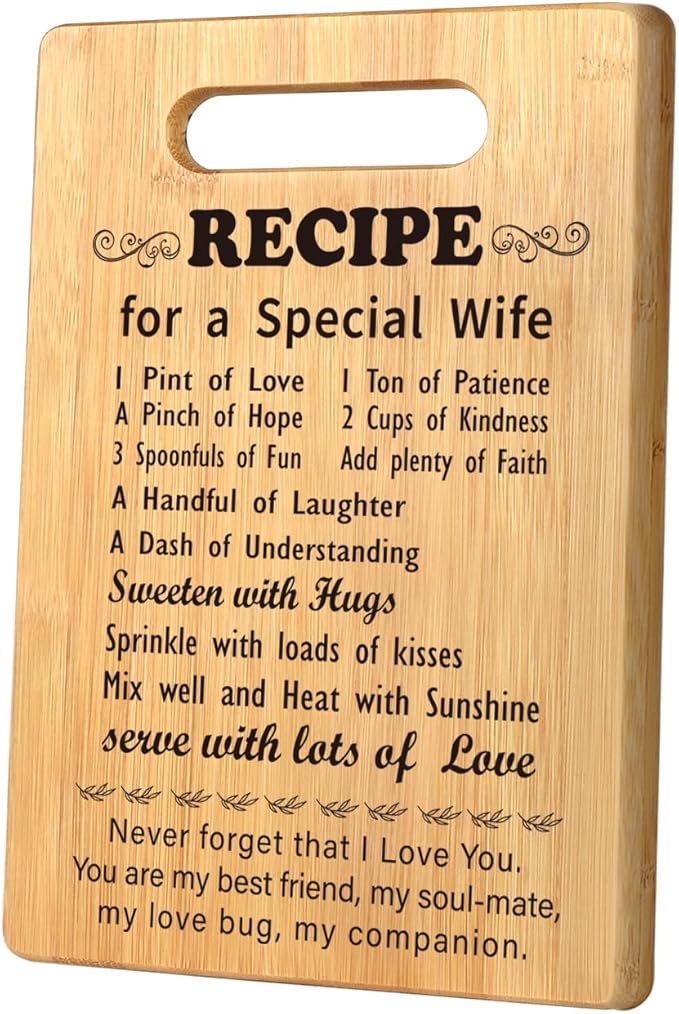 Wife Gifts from Husband, Love Gifts for Wife, Wife Birthday Gift Ideas, Christmas Romantic Gifts for Wife to My Wife Gifts, Gifts for Wife Who Has Everything Wife Cutting Board