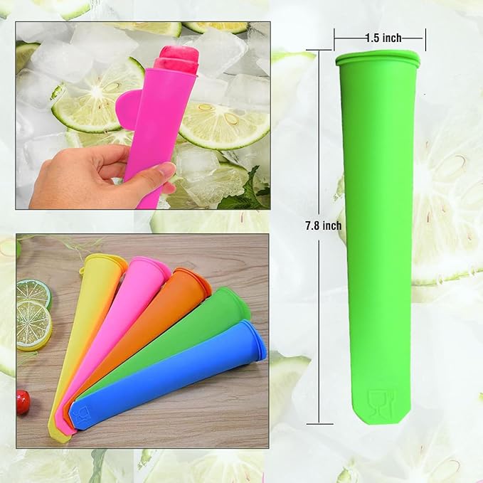 Silicone Ice Pop Mold Wpunwen Popsicle Molds with Lids 6 Pcs Silicone Popsicle Molds Reusable Popsicle Tubes with Clean Brush Durable Pure Color