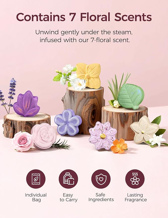 Momcozy 14 Pack Shower Steamers Aromatherapy with 7 Floral Scents, at-Home Spa Relaxation for Daily Shower, Ideal Gift Idea with Gentle Formula, Christmas Gifts for Mom, Self Care Gifts for Women