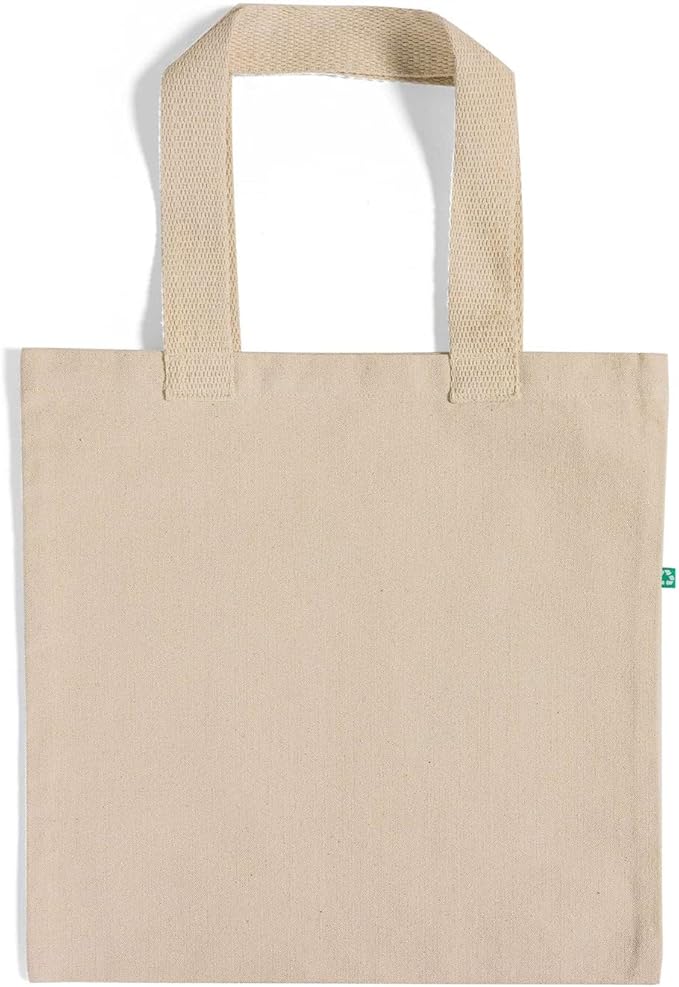 Recycled Canvas Tote Bags with Full Gusset – 6 Pack Reusable Flat Book Bag, Eco Friendly Canvas Tote Bulk,