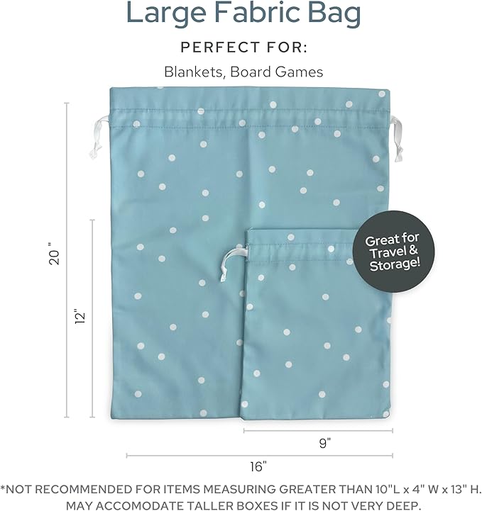 Gather & Knot Drawstring Gift Bags | 20" Large 12" Small | Premium Canvas | Reusable Fabric Wrap for Baby Shower, Birthdays, Hannukkah, Christmas | Blue Dots