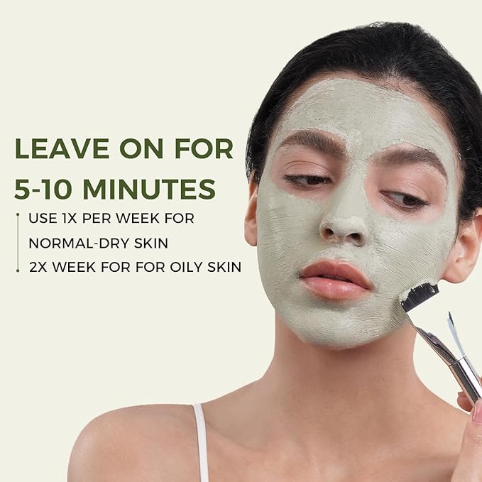 Purifying Green Tea Mask, Natural Facial Clay Mask Deep Pore Cleansing with Green Tea Extract and Portulaca Extract, for Clogged Pores, Detoxifies & Balance Oil, 3.52 fl.oz