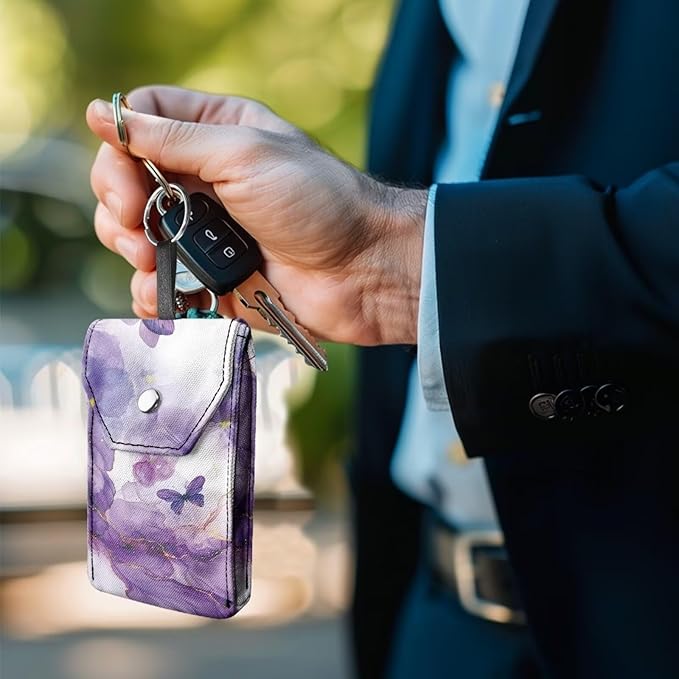 Tissues Purse Pocket Portable Pocket Tissues Travel Packs for Coins Keys Tissue Holder for Purse Snap Button Enclosed Purple Marble Butterfly