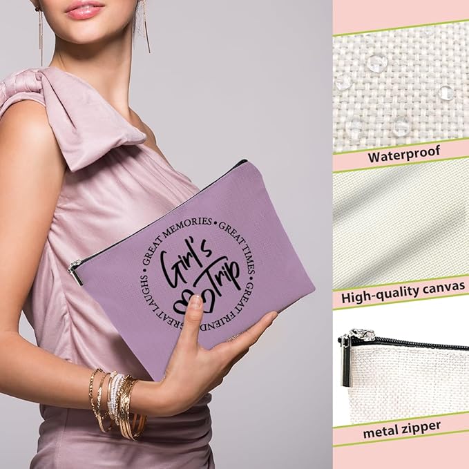 5 Pcs Girls Trip Gifts Favors, Girls Weekend Gifts Makeup Bag, Bestie Gifts Weekend Bag Travel Gifts Vacation Cosmetic Bag, Friendship Gifts for Women Friend, Graduation Wedding Gifts Toiletry Bag