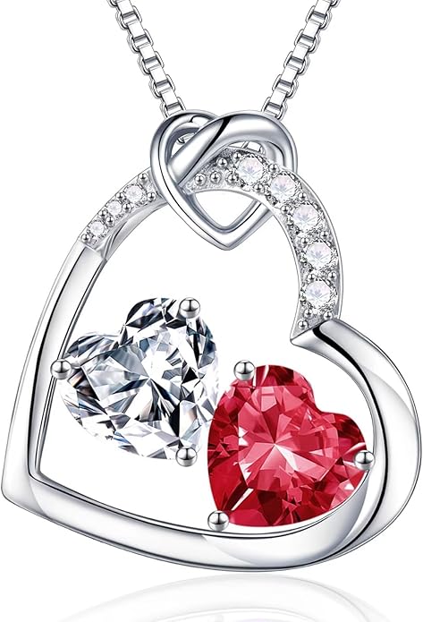 Iefil Christmas Gifts for Women Wife - 925 Sterling Silver Birthstone Necklace, Anniversary Birthday Gifts for Women, Birthstone Jewelry Gift for Wife Girlfriend Mom
