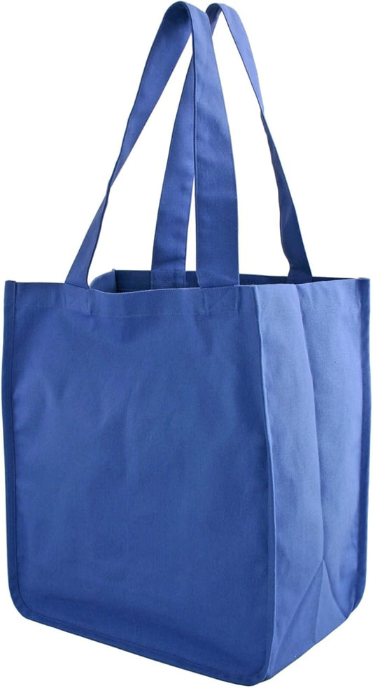 Simple Ecology Organic Cotton Deluxe Reusable Grocery Shopping Bag; Bottle Sleeves, Rigid Bottom Support (UPDATED DESIGN)
