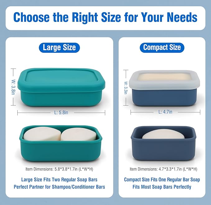 Enhanced Leak Proof Travel Soap Case, AIMAIAIMAI Silicone Soap Container with Draining Layer, Portable Bar Soap Holder for Bathroom, Camping, Gym, Easy to Clean (Green)