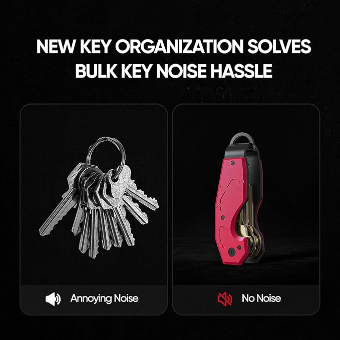 Compact Metal Aluminum Key Organizer, Minimalist Innovative Keyholder-Car Key Chain, Smart KeyChains Key Case up to 6 Keys