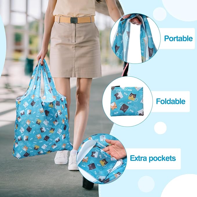 Paterr 50 Pack Reusable Grocery Bags Foldable Shopping Bags Bulk Washable Grocery Tote with Carry Pouch for Groceries