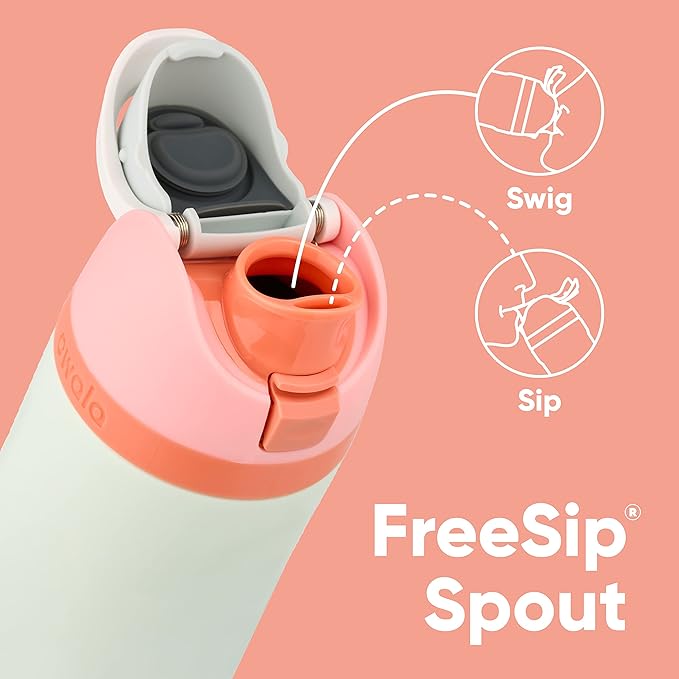 Owala FreeSip Insulated Stainless Steel Water Bottle with Straw, BPA-Free Sports Water Bottle, Great for Travel, 24 Oz, Shy Marshmallow