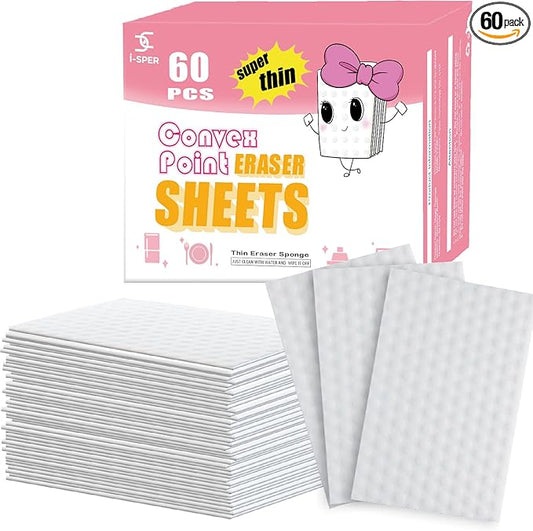 60 PCS Magic Sponge Eraser Sheets, Reusable Upgrade Convex Point Scrub Pad Singles Eraser Cleaning Sponge Portable Thin Nano Wipes for Kitchenware Furniture Faucets Hard-to-Reach Places