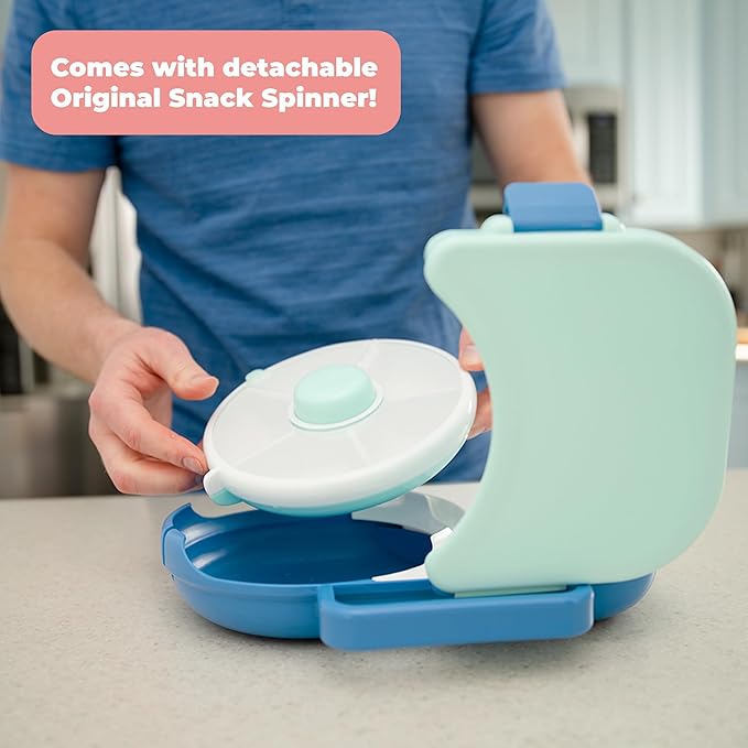 GoBe Kids Lunchbox with Detachable Snack Spinner, Bundle with Hand Strap & Sticker Sheet, Reusable Bento Style Lunch Container, 5 Small +1 Large Sandwich Compartment, BPA & PVC Free, coral pink