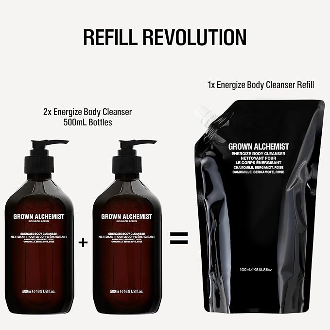 Grown Alchemist Invigorate Hand Wash Refill – Liquid Hand Soap with Aloe, Sweet Orange, Cedarwood & Sage – Gentle, Moisturizing Kitchen & Bathroom Soap, Natural Plant Based Gel Cleanser, 1L