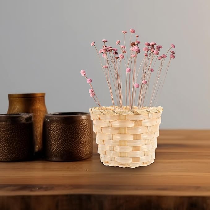 BESPORTBLE 12Pcs Small Wooden Woven Storage Baskets for Desktop Sundries Household Organization Natural Handcrafted Basket