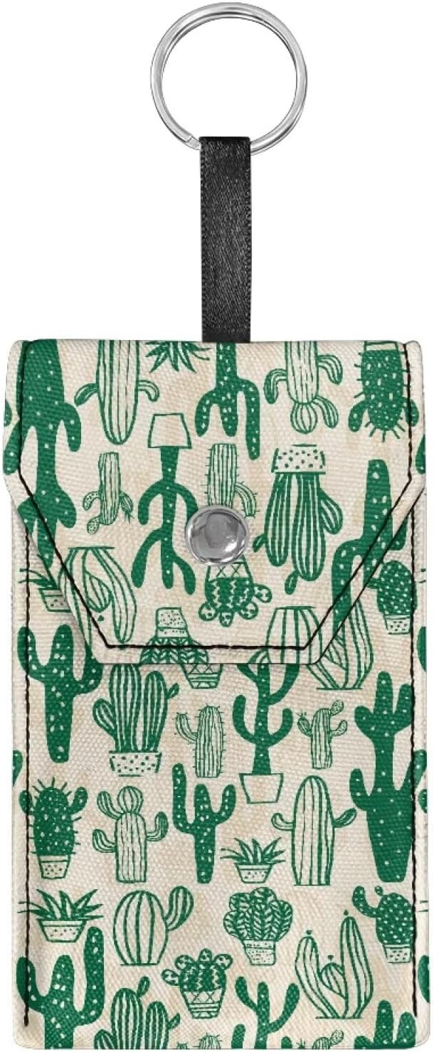 Cactus Purse Tissue Packs Purse Reusable Tissue Holder with Hanging Rope for Coins Purse Size Tissues Packs Snap Button Enclosed