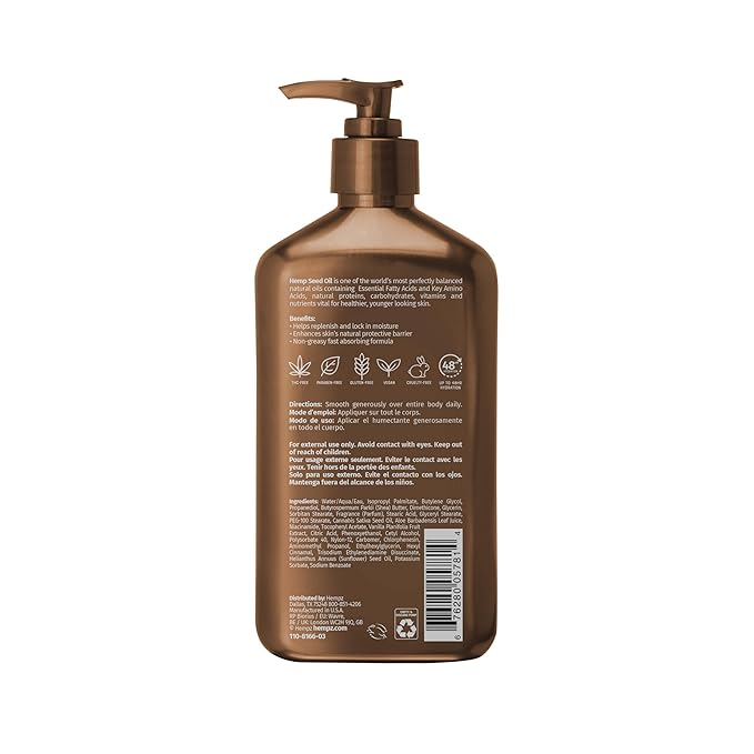 Hempz Vanilla Lux Herbal Body Moisturizer 17 oz. with Niacinamide, NEW LOOK