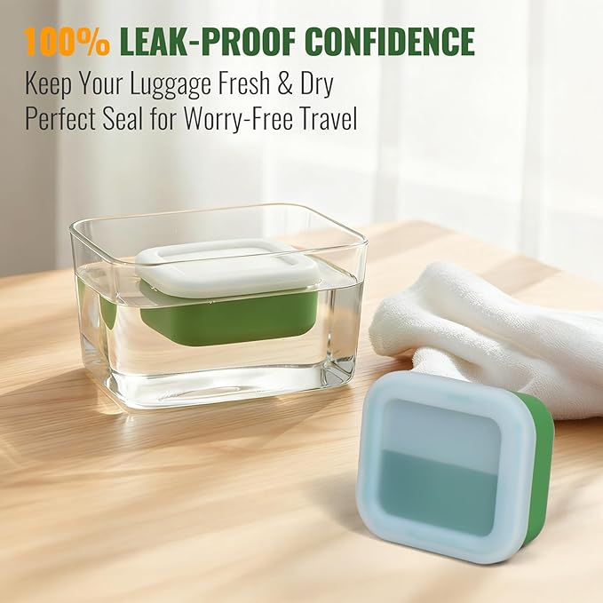 Shampoo Bar Travel Case with Draining Pad | Leakproof Silicone Small Travel Soap Case | Ultra-Compact for Gym, Camping, Business Trip (Mint Green)