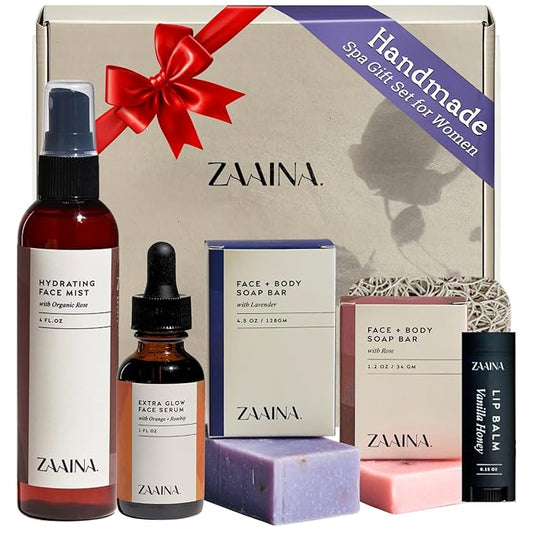 ZAAINA Spa Gifts for Women - Relaxation Spa Kit, Holiday Spa Gift Basket, Pampering At Home Natural Bath & Body Self Care Spa Package, Christmas Gifts for Mom Wife, Birthday Gifts for Women