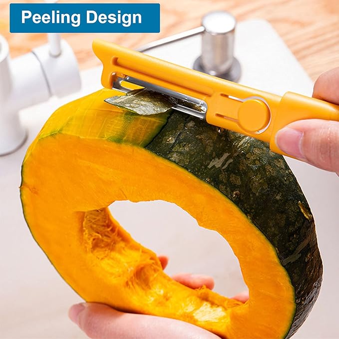 Vegetable Cleaner Brush Fruit Scrubber Brush Good Grip Long Handle Food Cleaning Brush Multifunctional Kitchen Gadgets with Peeler Veggie Wash Brush 2-in-1 (Green)