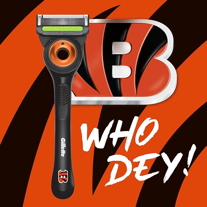 Gillette Labs Special NFL Bengals Edition Shaving Razor for Men - 1 Handle, 1 Razor Blade Refill, Perfect for Game Day Grooming, GilletteLabs with Exfoliating Bar