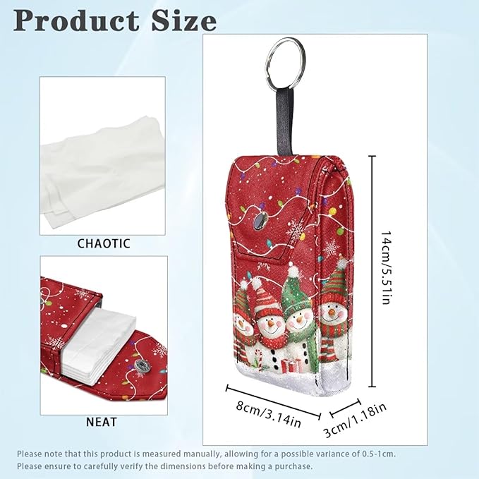 Portable Tissues Bag Paper Holder Snowman Lightweight Reusable Purse Tissue Holder for Travel Office Daily