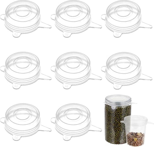 8 Pcs Thicker Container Jar Cover Silicone Stretch Lids Reusable Expandable Sealed Fresh Food Storage Covers for Small Yogurt Jars Milk Beer Bottles Cans