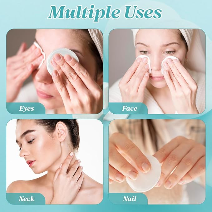 Premium Cotton Rounds, 100 Count (Pack of 3) Cotton Pads for Face, 100% Cotton Makeup Remover Pads, Soft & Non-Irritating for Most Skin Types