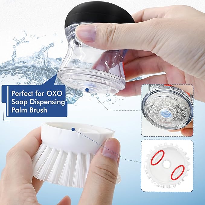 Palm Brush Refills for OXO Soap Dispensing Dish Brush - 6 Pack Cleaning Replacement Brush Head for OXO Palm Brush