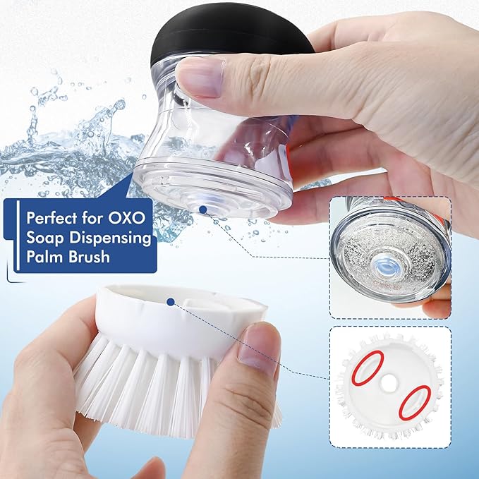 Palm Brush Refills for OXO Soap Dispensing Dish Brush - 4 Pack Cleaning Replacement Brush Head for OXO Palm Brush(White)