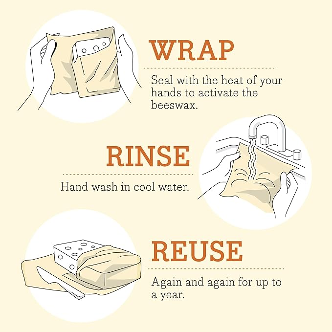 Bee's Wrap Beeswax Wraps for Food - Honeycomb Large 3 Pack Made in USA Reusable & Organic Food Wraps, Sandwich Wrap & Bowl Covers - Eco-Friendly Alternative to Aluminum Foil & Plastic Wrap