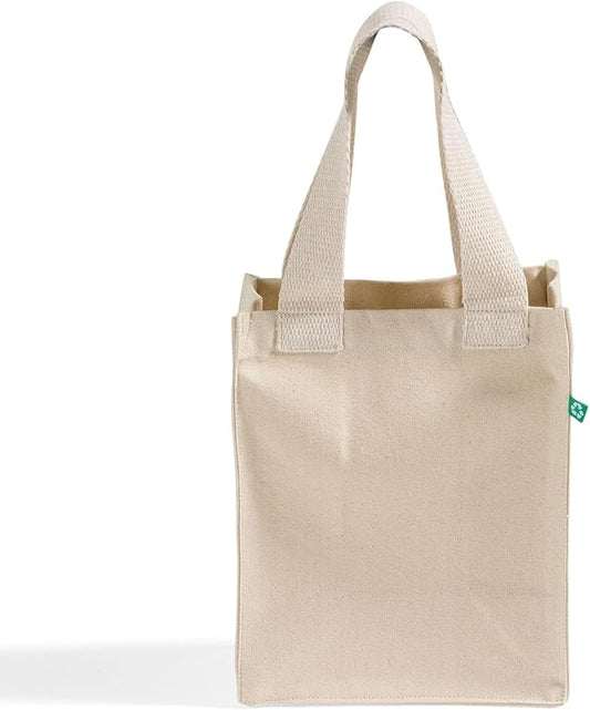 Recycled Canvas Book Bag with Full Gusset – 6 Pcs Eco-Friendly Reusable Tote Bags with Shoulder Straps, Bulk