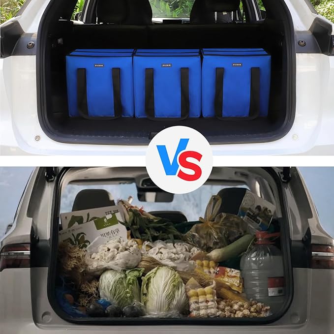 HATHOR Hot Cold Insulated Grocery Bags Reusable Stackable Collapsible Foldable Cooler Boxie Bag Shoping Totes for Groceries in Car, Frozen Food & Travel