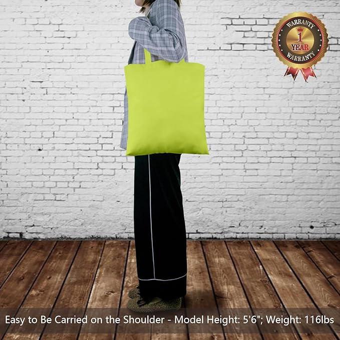 TOPDesign 6-Pack Economical 16"x15" Apple Green Cotton Tote Bag, Lightweight Medium Reusable Grocery Shopping Cloth Bags, Suitable for DIY, Advertising, Promotion, Gift, Activity