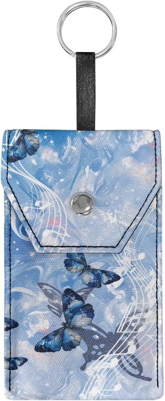 Tissues Purse Pocket Portable Hanging Rope Canvas Purple Butterfly Mini Tissue Bag Paper Holder for Travel Office Daily