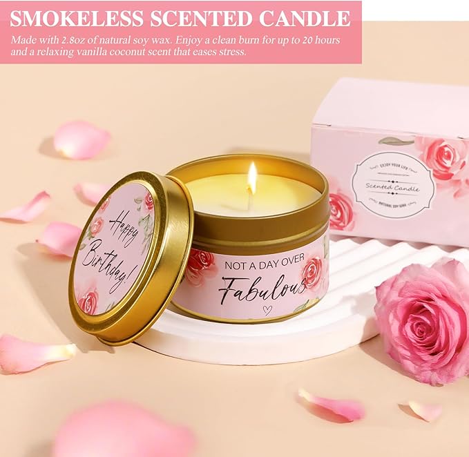 Birthday Gifts for Women - 13PCS Unique Happy Birthday Gifts Basket for Mom Her Best Friend Sister Wife Girlfriend Coworker - Relaxing Spa Self Care Package Get Well Soon Gifts Set (Rose)