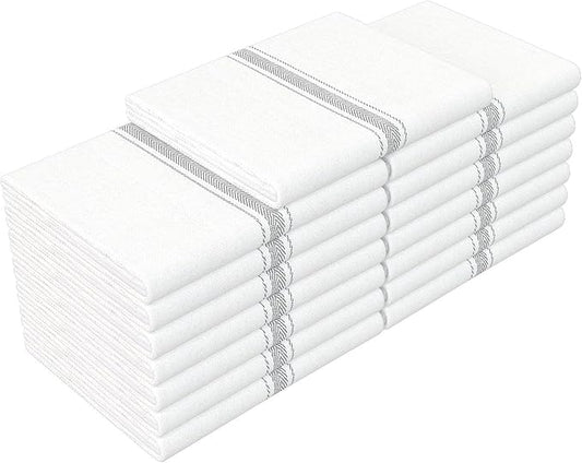 RIVERSTREAM Dish Towels - (Gray, 15-Pack) 100% Cotton, 14 x 25 Inches, Super Absorbent, Reusable Cleaning Kitchen Dish Towels Set