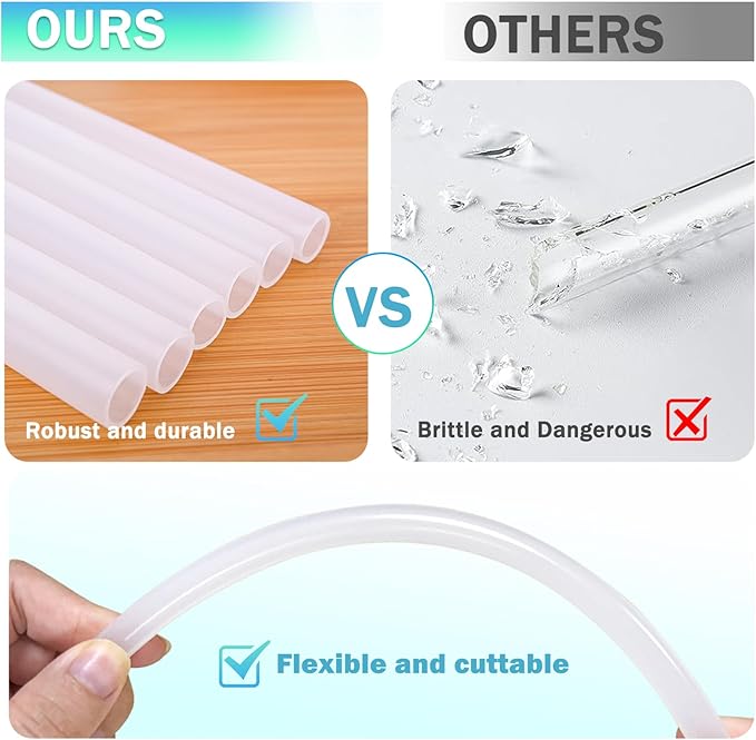 Replacement Straws for HydroJug Traveler Tumbler 40 oz, 6 Pack Plastic Reusable Straws with 2 Straw Cleaner Brushes for HydroJug Accessories
