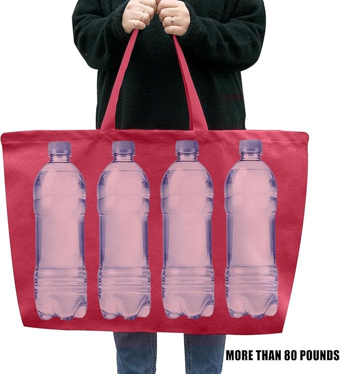 Large Canvas Tote Bag-Extra Big Shopping Beach Totes Bags Reusable Largest Grocery Plain Solid Bag 28"x8"x16"