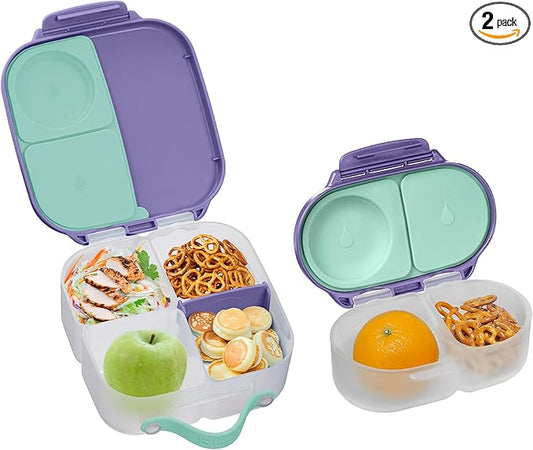 b.box Mini Lunch + Snack Containers (Lilac Pop): 2-Pack Set Includes Lunch Box (4 1/4 Cup Capacity) & Snack Box (1 3/4 Cup Capacity). Easy Open Bento Containers, School Supplies