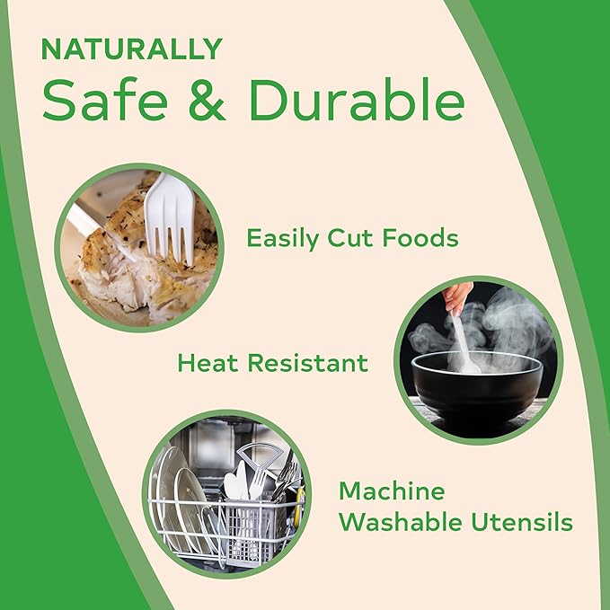 Compostable Cutlery Set, Plant-Based Compostable Utensils Disposable, Dishwasher-Safe Compostable Silverware, 380-Piece Disposable Cutlery, Plant a Tree with Every Box, Ivory White