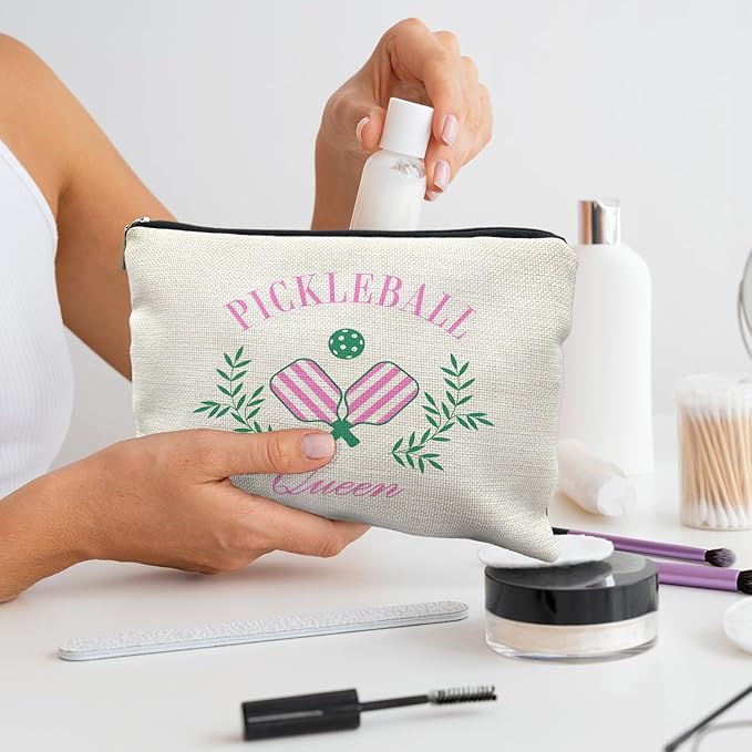 Pickleball Queen Makeup Bag, Pickleball Gifts for Women, Gifts for Pickleball Lovers, Pickleball Stuff, Pickleball Accessories for Women, Pickleball Cosmetic Bag Toiletry Bag