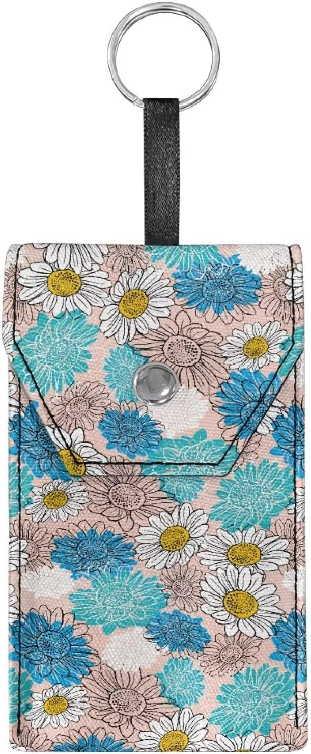 Daisy Purse Tissue Holder Canvas Portable Tissue Holder with Hanging Rope Purse Size Tissues Packs Snap Button Enclosed
