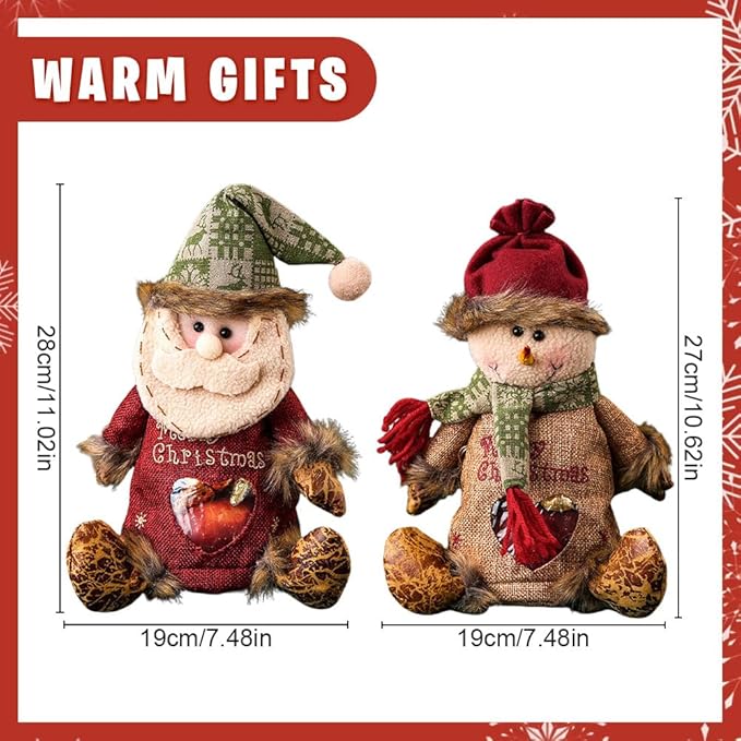 6pcs Christmas Gift Bags Zipper Design, Reusable Flax Fabric Christmas Bags For Candy, Apples (Set)