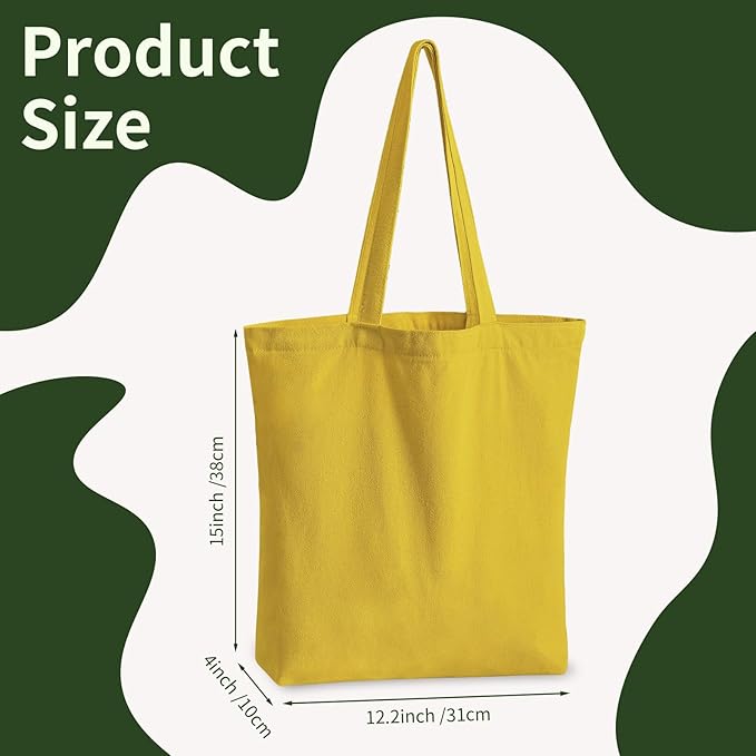 10 Pack Canvas Tote Bag with Zipper, Reusable Grocery Bags with Long Handle, DIY Heat Transfer Sublimation Blanks Shopping Bags for Advertising, Birthday,Thanksgiving, Christmas Gift Bags