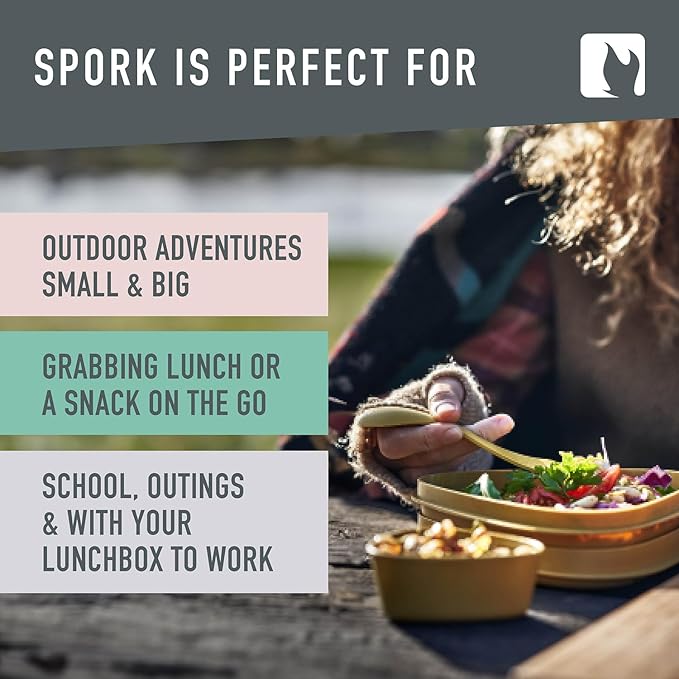 Light My Fire Spork Original 3-in-1 Camping Spoon Fork Knife Combo Reusable Travel & Camping Utensils Lunch Spork Outdoor Backpacking Hiking Picnic Utensil BPA Free, 2-Pack Green/Pink