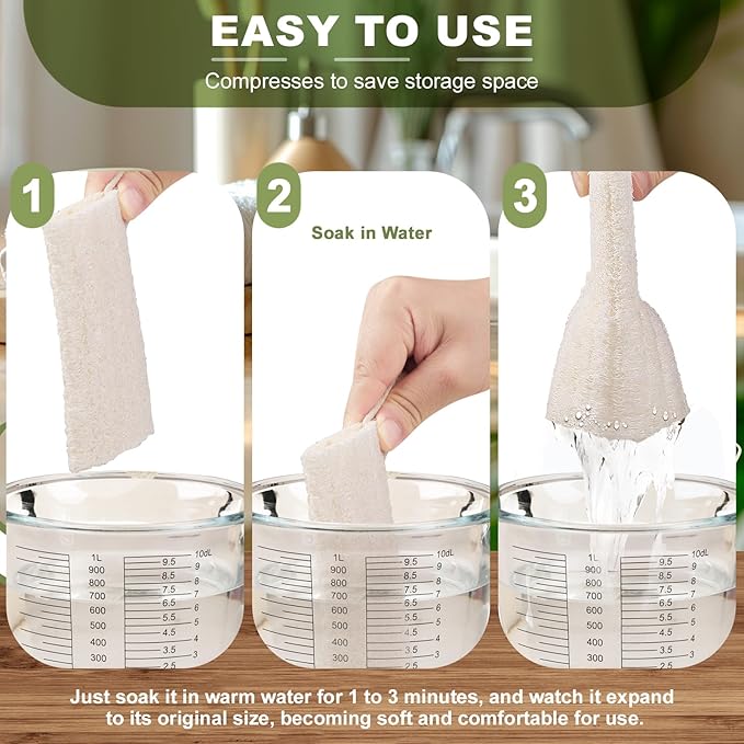 7 Pack Natural Loofah Body Scrubber Sponge, 5 Inches Organic Luffa for Exfoliating & Smooth Skin Cleansing, Ideal for Men & Women, Spa & Shower Use