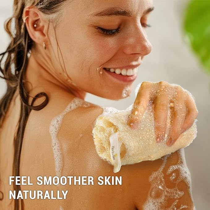 Natural Vietnamese Loofah Sponge, 100% Plant-Based Luffa Exfoliating Body Scrubber for Shower, Multi-Functional for Kitchen, Ideal for Men & Women, Spa & for Pet (2pcs/Pack)