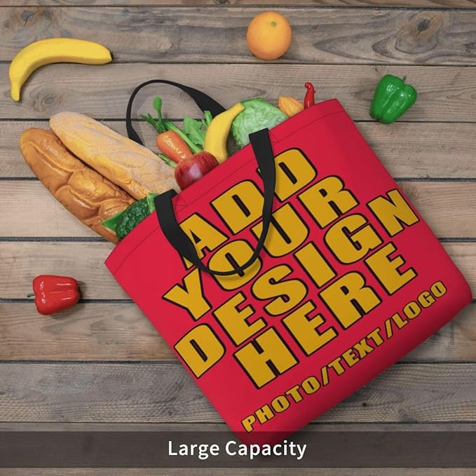 Custom Large Black Tote Bag With Pocket Extra Large Reusable Grocery Bags