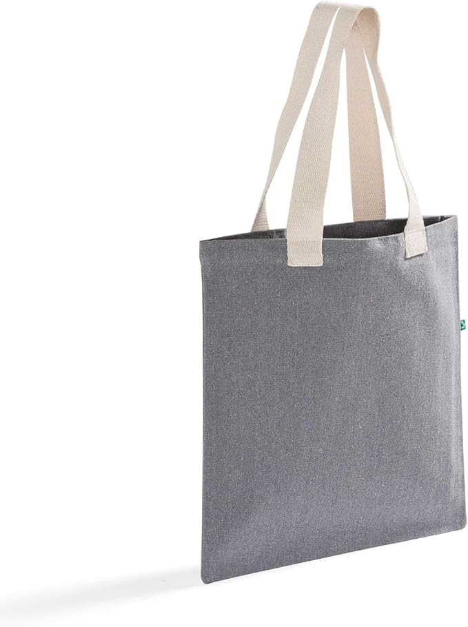 Recycled Canvas Tote Bags with Full Gusset – 6 Pack Reusable Flat Book Bag, Eco Friendly Canvas Tote Bulk,
