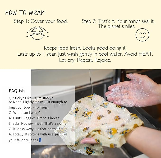Reusable Beeswax Food Wraps - 9 Pack (5S,3M,1L) for Bread, Sandwiches, Cheese & Bowl Covers, Mason Jars, Eco-Friendly Kitchen Storage | Organic, Zero Waste, Plastic and Silicone Free